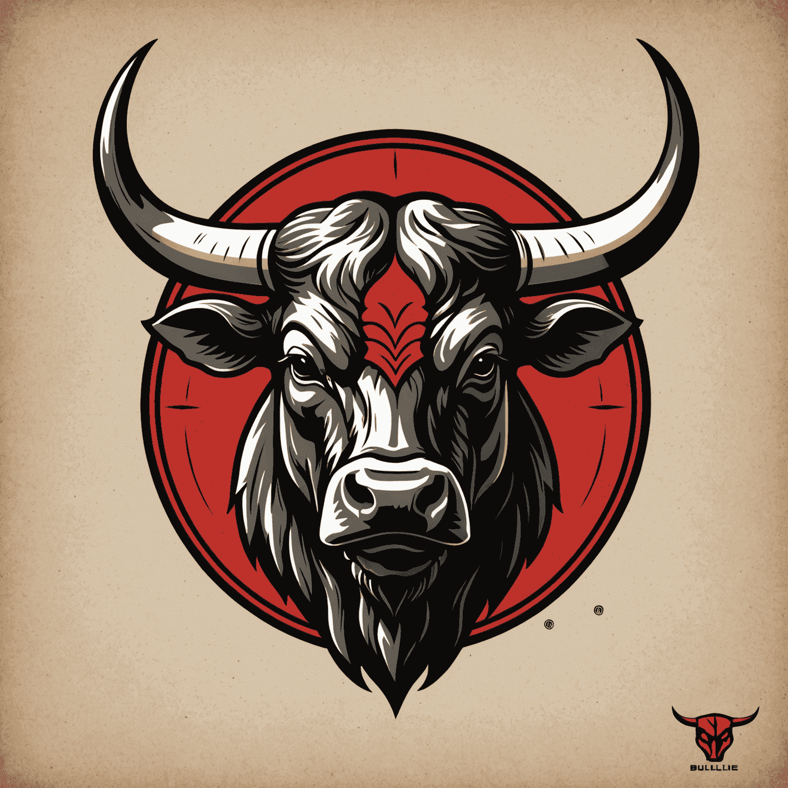 BullCline logo featuring a stylized bull head in red and black