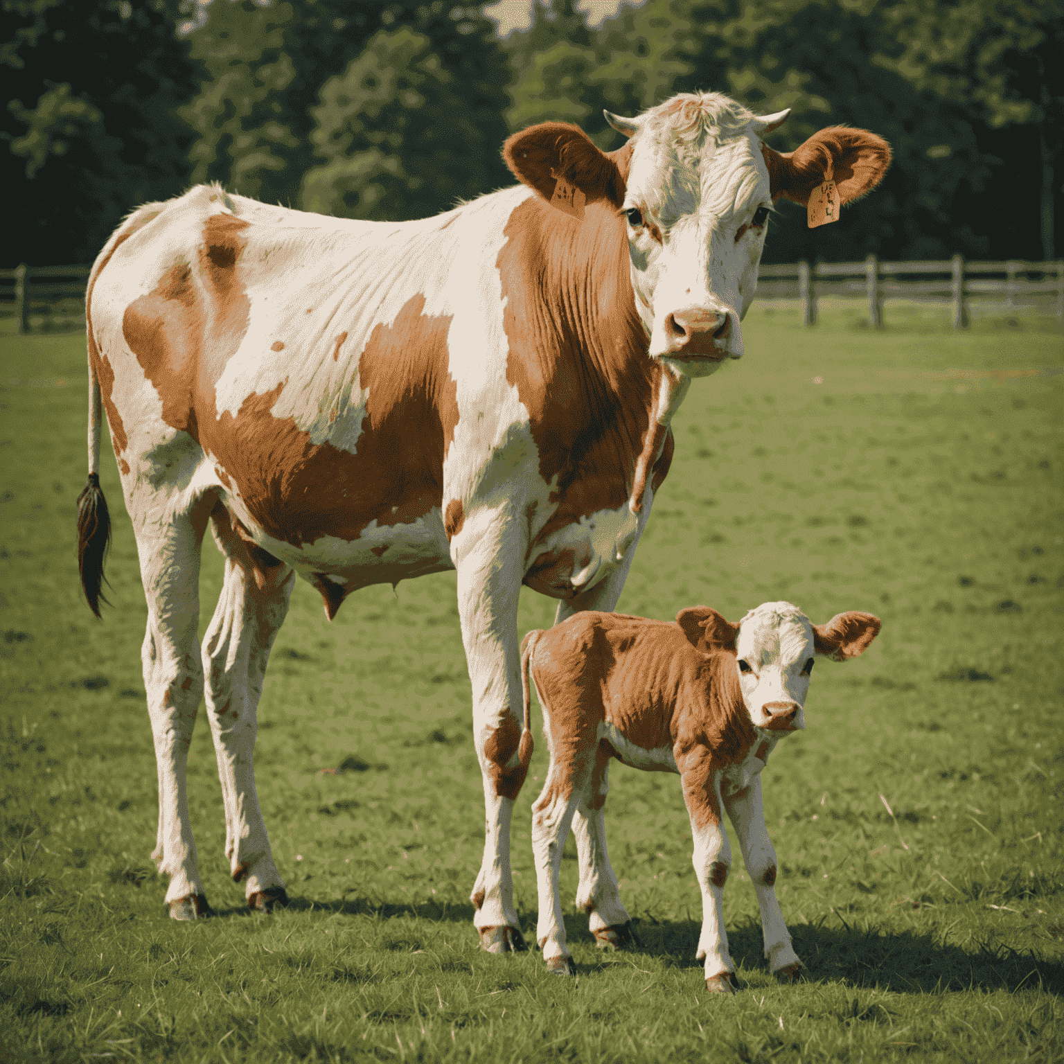 A newborn calf standing next to its mother, symbolizing successful breeding techniques