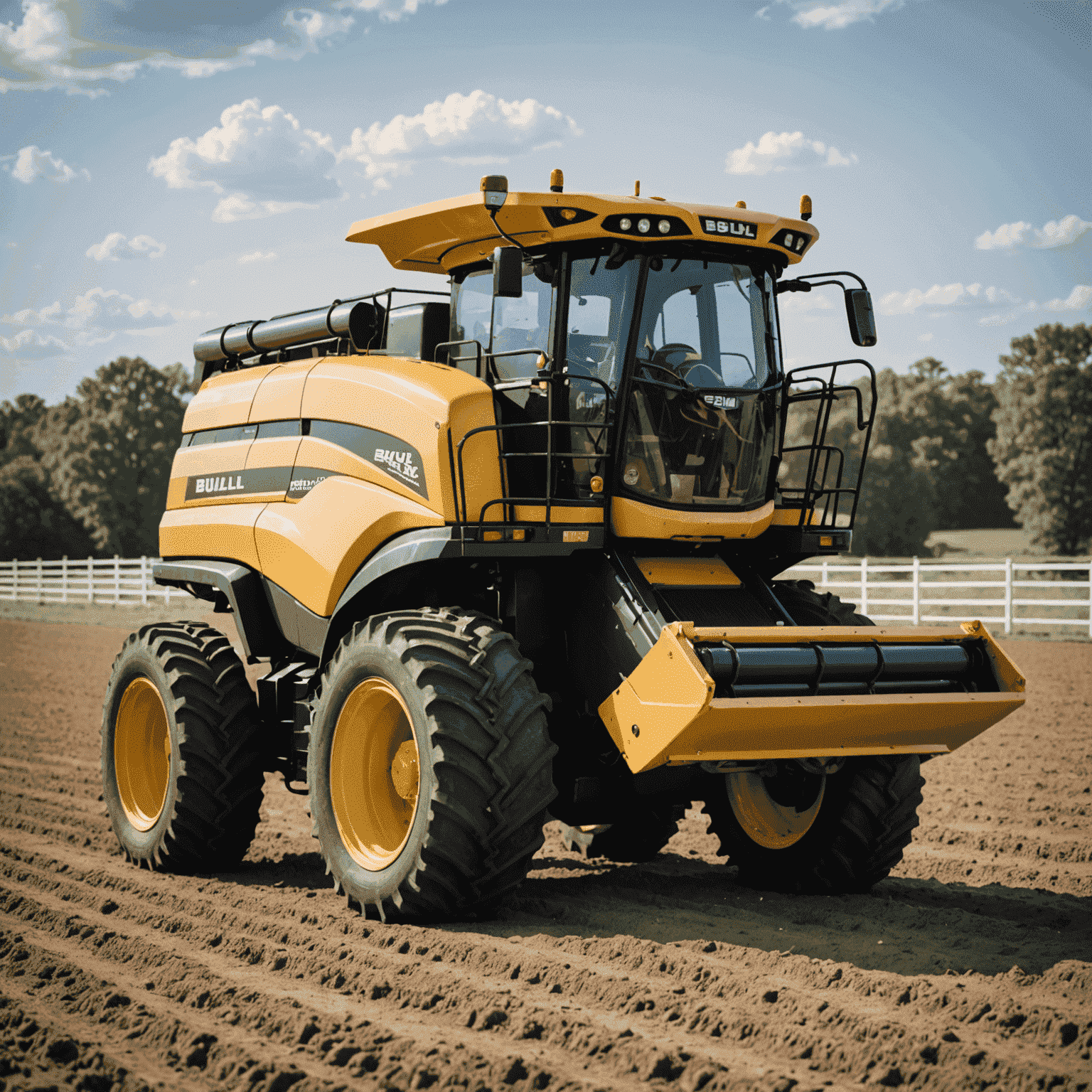 Modern farm equipment specifically designed for bull farming, including automated feeding systems and smart monitoring devices